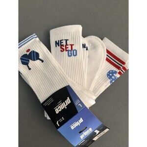 Pickleball crew socks Prince size Large W (shoe 9-13) M (shoe 8-12) NWT set of 3